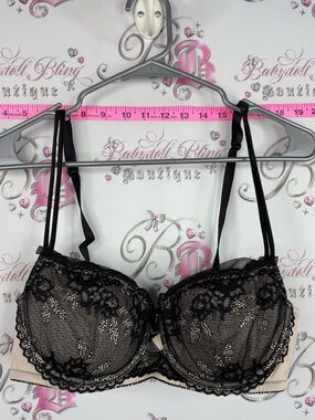 Jezebel bra Lacie lace Black Lace Balconette Bra with Nude Lining